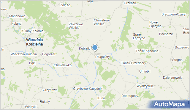 mapa Długokąty, Długokąty gmina Wieczfnia Kościelna na mapie Targeo